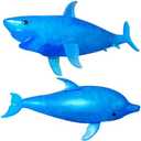 Squishy Shark Stress Balls Dolphin Squeeze Ball (2 Pack) Stretchy Stress Squish Ball, Sea Animal Squeeze Squishy Toys Stress Balls for Kids and Adults, Easter Basket Stuffers, Missing 1