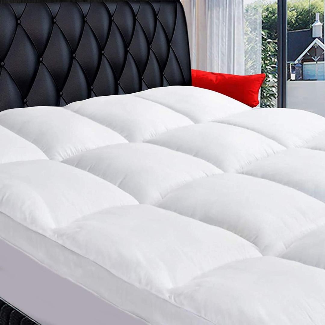 COONP Queen Mattress Topper, Extra Thick Pillowtop, Cooling and Plush Mattress Pad Cover Cotton Top Bed Topper Protector with 8-21 Inch Deep Pocket (White)