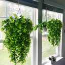 6pcs Artificial Hanging Plants Fake Hanging Plant Faux Eucalyptus Leaf Greenery Vine Outdoor UV Resistant Plastic Plants (6, Green)