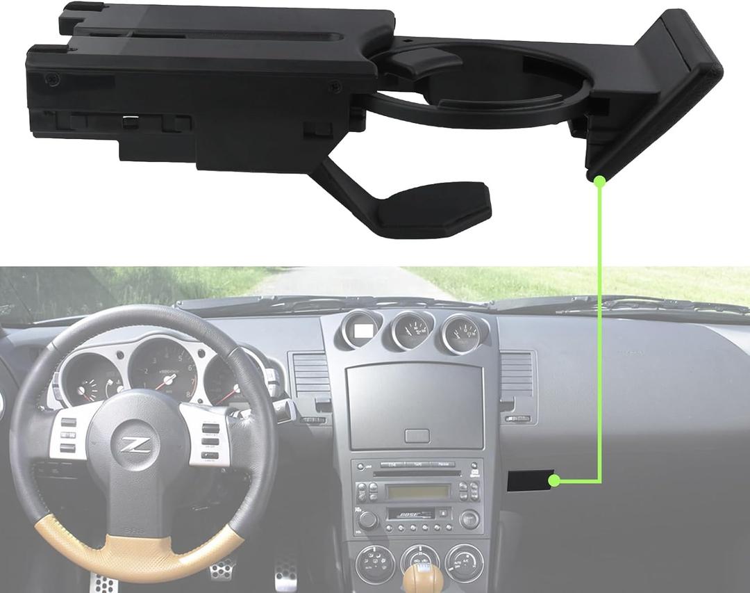 Dash Dashboard Cup Holder Assembly Black Compatible with 2003-2005 Nissan 350Z Replaces 68430-CE86A 68430CE86A