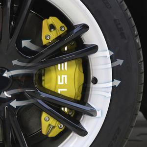 Caliper Covers Set of 4 Compatible with TES l Model 3 Accessories, 2020-2023 18 19 Inch Wheel Hub Front and Rear Brake Caliper Cover with Letter Logo(Yellow)