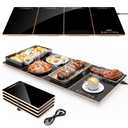 FEPPO Electric Warming Tray, 4-in-1 Food Warmers for Parties Buffet with 10 Temp Settings and Timer, 33"x15" Glass Surface Warming Mat for Food, Modular Buffet Hot Plates for Catering and Gatherings