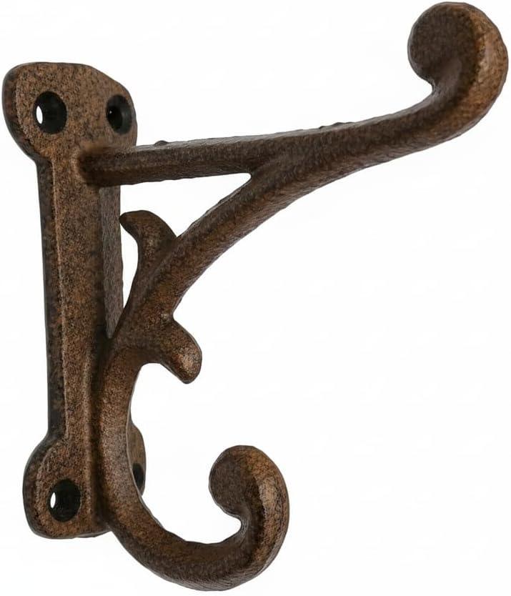 Comfy Hour Heavy Duty Cast Iron Wall Hook, Antique Brown Single Key Hanger for Wall Mount, Vintage Decorative Coat & Hat Hook, Recycled Metal Backpack & Purse Hanger, 1 Pack