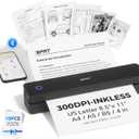iDPRT Portable Printer Wireless for Travel, 300DPI Bluetooth Thermal Printer Support for 8.5"x11" US Letter, Inkless Compatible with iOS, Android, Laptop for Office, Car and Home, School (Black)