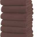TENSTARS Silk Hemming Hand Towels for Bathroom - Quick Drying - Ultra Soft Microfiber Absorbent Towel for Bath Fitness, Gym, Shower, Hotel, and Spa - 16x28 Inch | Set of 6, Wood Brown