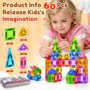 60PCS Mini Magnetic Tiles for Kids Ages 3-5 4-8 with Iron Box Travel Magnet Building Kids Toys for 3 4 5 6 7 8 Year Old Boys Girls Toddler Preschool STEM Construction Sensory Christmas Birthday Gifts