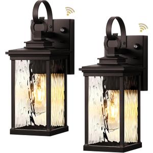 VIANIS 2 Pack Dusk to Dawn Outdoor Wall Sconce, Oil Rubbed Bronze Farmhouse Exterior Lighting Fixtures Wall Mount for House, 100% Aluminum Waterproof Outside Porch Light for Garage Patio (Oil-Rubbed Bronze 2PK)