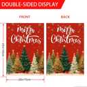 Christmas Trees House Flag 28x40 Double Sided Merry Christmas Garden Flags for Outside, Welcome New Year Winter Yard Outdoor Flag Holiday Decorations