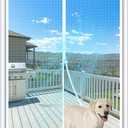 MAGZO Magnetic Screen Door Fit Door Size 36 x 84 Inch, Screen Size 38" x 85" Strong Magnet Mesh with Reinforced Hook & Loop for Patio, Sliding and French Entrances, White