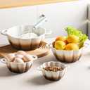 Ceramic Mixing Bowls Set for Kitchen, Large Nesting Bowls with Handles Set of 4, Deep Food Storage Containers for Cooking, Serving, Baking, Salad, Oven, Microwave and Dishwasher Safe (white brown)