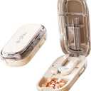 DUBSTAR Pill Cutter Splitter for Cutting Multiple Pills, 1/2 1/4 Pill Cutter Splitter for Small and Tiny Pills (Clear Beige)