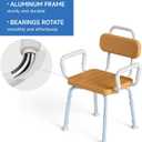 Loyoda Swivel Shower Chair for Seniors with Back and Arm, for Inside Shower | Adjustable Height, Safe Rotating Shower Stool, For Inside Tub, Non-Slip Feet, Aluminum Frame for Stability, For the Elderly