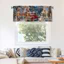 Worltoldb Christmas Red CarCurtain Valance Short Rod Pocket Window Treatment for Living Room Bedroom Kitchen Bathroom 1 Panel 54" W x 18" L