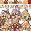 4 x Treasure Cove Christmas Gingerbread Cards Craft Kit DIY Gingerbread House Card Christmas Crafts Kit Make Your Own Gingerbread House Decoration with Stickers for Kids Xmas Holiday Party Decor Supplies 12Pcs