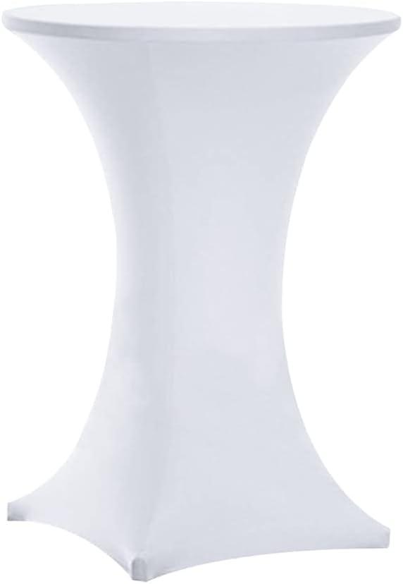 Tina's 32x43 Inch Highboy Polyester Spandex Cocktail Table Covers White, Fitted Stretch Cocktail Table Tablecloth for Round Tables