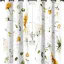 Yellow Floral Curtains/Drapes Panels 84 inches Length 2 Panels Set for Living Room,Bedroom,Window Treatment Thermal Insulated Grommet