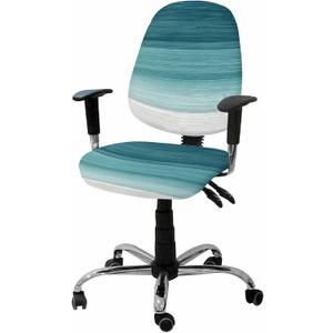 Office Chair Seat Covers, Modern Abstract Teal Green White Gradient Texture Design,Washable Anti-dust Chair Cushion Protectors Fits 13.7"-17.7" Seats Home & Office Use, White Turquoise