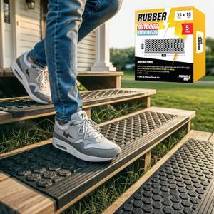 Rubber Stair Treads Outdoor 35"x10" 5-Pack - Heavy-Duty Outdoor Stair Treads Non-Slip Weather Resistant - Exterior Rubber Mats for Wooden Steps - Anti Slip Step Covers by Thunder Grip
