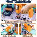 Lehoo Castle Kids Tool Bench (32.5 Inches Tall), Toddler Tool Set with Electric Drill, 2-in-1 Workbench and Toolbox, Pretend Play Tool Toys for Age 3-5, Birthday Gift for Boys