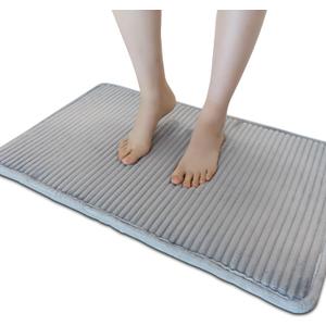 Memory Foam Bath Mat - Ultra Absorbent Quick-Dry Bathroom Rug, Non-Slip Backing, Soft Machine Washable Bath Mat for Shower Tub, Modern Design (Light Gray 19.6in X 31in