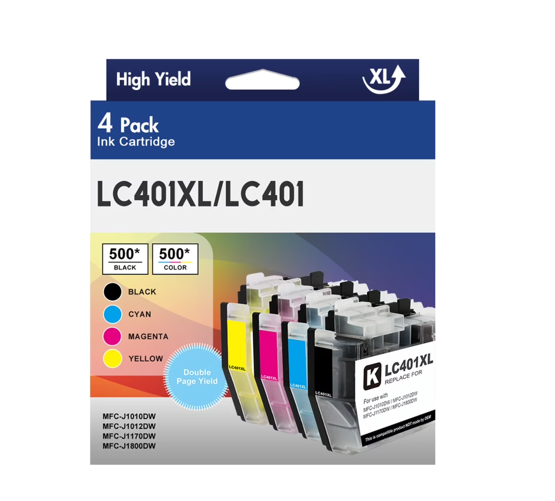 LC401XL Black Ink Cartridges High Yield, Replacement for Brother LC401XL LC401 Ink, Compatible with MFC-J1010DW / J1012DW / J1170DW Printers (2 Black, 2 Pack)
