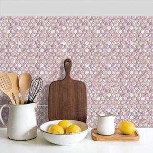 36pcs Modern Shell Tile Sticker Pink Peel and Stick Wall Tile Decals 4x4 in Self-Adhesive Removable Waterproof Vinyl Decals for Kitchen Bathroom Backsplash
