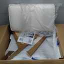 Linen Upholstered Accent Chair, Mid Century Modern Vintage Rattan Vanity Chair with Wood Armrest and Legs for Living Room Bedroom,Beige