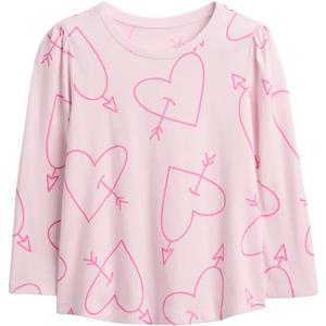 GAP Baby Girls' Long Sleeve Printed Knit Top (3T, Pink Hearts 558)