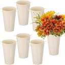 Chumia Flowers Buckets - 6 Pcs Galvanized Metal Vases DIY Bloom Bar Supplies Wedding Party Centerpiece Bridal Bouquet Pail with Handle Rustic French Tin Planter Floral Buckets(White,9.8 Inch)