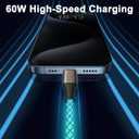 USB C to USB C Cable, Light up Type C Charger Cable, 60W USBC to USBC Cord, Led Type C to C Fast Charger Cord for iPhone 17/16/15/iPad MacBook,Samsung Galaxy S25 S24 S23 (Multicolored, 6FT)