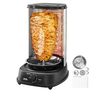 VEVOR Shawarma Grill Machine, Vertical Chicken Shawarma Cooker Machine Countertop, Electric Stainless Steel Broiler Gyro Rotisserie Oven Doner Kebab Machine, for Home Restaurant Kitchen Parties