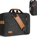 ESTARER 3 In 1 Laptop Bag for Men, 17-17.3 Inch Computer Bag Laptop Backpack for Work/Travel/Business, Convertible Briefcase Water Resistant Canvas Messenger Bag (Dark Grey)