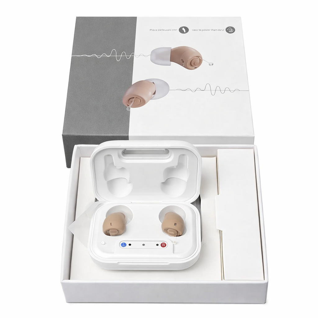 OTC Hearing Aids with Bluetooth for Seniors with App Control iOS/Android, 36H Battery Life & Quick Charge, Noise Reduction for Mild to Moderate Hearing Loss, Black