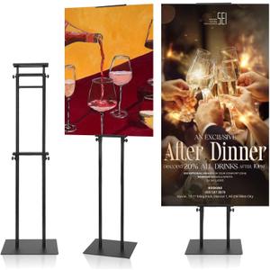 Poster Board Stand for Display, Double-Sided Foam Board Stand Double Visibility with Heavy Duty Stable Base, Foam Board Stand Adjustable Height up to 80" for Mall, School, Restaurant, Exhibition (Black, 1-Pack)