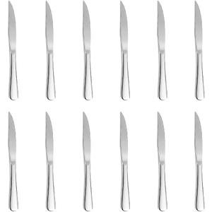 12-Piece Bright Silver Steak Knives Set, Stainless Steel Serrated Dinner Knives, Dishwasher Safe