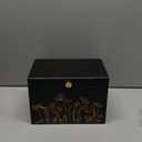 100% Solid Wood Tampon Holder Box with Lid, Copper Leather Pull, Absolute Real Wood Bathroom Decorative Box for Feminine Product Storage and Accessories such as Tampons, Cotton Balls, Gifts for Women (BlackMeadow Floral)