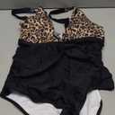 SUUKSESS Women Sexy Mesh Tummy Control Swimsuit Push Up High Waisted Bathing Suit (XL, Leopard)