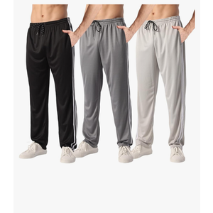 ZH 3 Pack Men's Sweatpants Open Bottom Joggers Lightweight Quick Dry Athletic Pants with Pockets for Workout & Lounge Size XXL