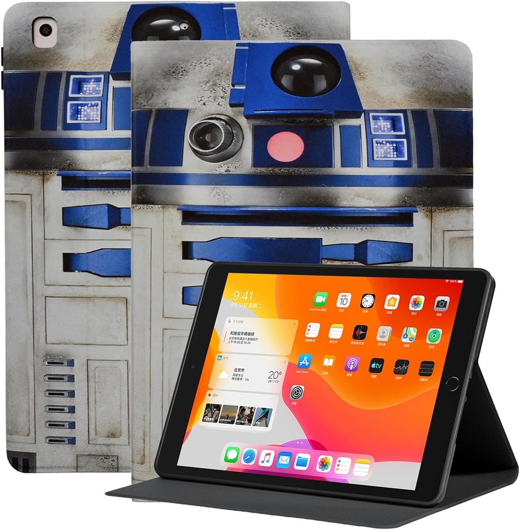 Case for iPad 9th 8th 7th Generation 10.2 inch 2021/2020/2019, Premium PU Leather Folding Stand Shell TPU Back Cover with Auto Sleep/Wake, Robot (Robot Vintage)