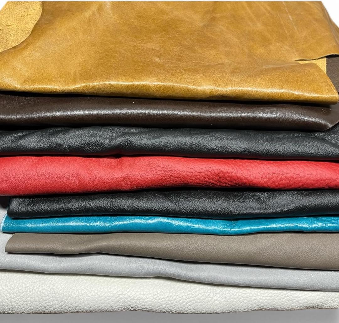 3 lbs Genuine Leather Scraps  Large Pieces (Avg 8"x10" to 12"x18")  Full & Top Grain Upholstery Remnants  Assorted Earth Tones for Crafts, Repairs, Wallets, & DIY  Soft & Flexible Cowhide