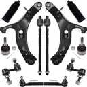 AUQDD 12Pcs Front End Suspension Kit Fit For 2010-2014 Su-baru Outback, 2 Lower Control Arm 2 Ball Joint 2 Sway Bar Link 4 Outer & Inner Tie Rod End (# 522-831 522-832 543-650 K750084 ES3712 K9513)