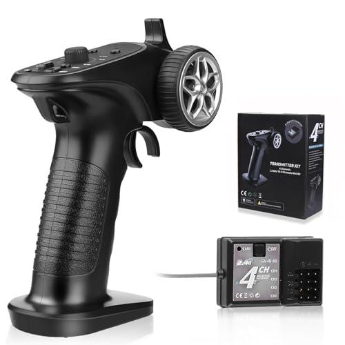 GoolRC GA-4H-TX RC Transmitter and Receiver, 2.4GHz Remote Controlle Transmitter with 4CH Receiver Combo for 1/8 1/10 1/16 1/32 RC Car Boat Plane Crawler Toys Gifts for Mod Enthusiasts There Are No Details