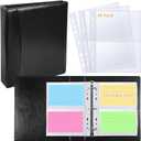 BYSTER 3x5 Index Card Holder, 40 Pack 160 Pockets A5 Binder Index Card Sleeve Pages, Ultra-Clear Protective Sleeves Faux Leather Index Card Binder for Photos, Seed Packets & Note, Side Loading (Black)