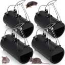 Qualirey 4 Pack Black Hole Gopher Trap 6.7 Inch Tunnel Mole Traps Gopher Killer Outdoor Vole Traps Rodent Rat Stations Reusable for Lawn Yard Garden