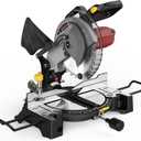 10-inch Compound Miter Saw, 5000RPM, 15 Amp, Single Bevel 0-45 with Extension Table, 36T Blade, Power Saw for Metal, Plastic, Wood, Laminates