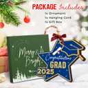 2 x 2025 Graduation Christmas Ornament - Wooden Graduate Ornament for College High School Senior Masters, Graduation Gifts for Her, Him, Family, Friends - Congrats Grad Party Decorations