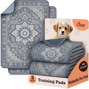 Super Absorbent Washable Pee Pads for Dogs (2-Pack)  Reusable Puppy Training Pads, 100% Waterproof & Leakproof Dog Pee Pads with Non-Slip Backing  Durable, Quick-Dry Pet Pads for Crates & Floors (Gray Floral)