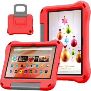 10inch Tablet Case for Kids, Lightweight Shockproof Kid-Proof Cover with Handle Stand for 10in Tablet Kids Case Incompatible iPad Samsung Lenove TCL Onn 10in Tablets. (Red)