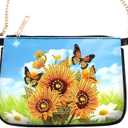 antor DIY Diamond Painting Chain Crossbody Bag, Sunflower and Butterfly Pattern Handmade PU Leather Rhinestone Diamond Art Shoulder Bag, Stylish DIY Diamond Painting Kit for Women