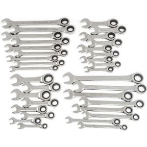 GEARWRENCH 34 Pc. Standard & Stubby Ratcheting Wrench Set, SAE & Metric - 85034